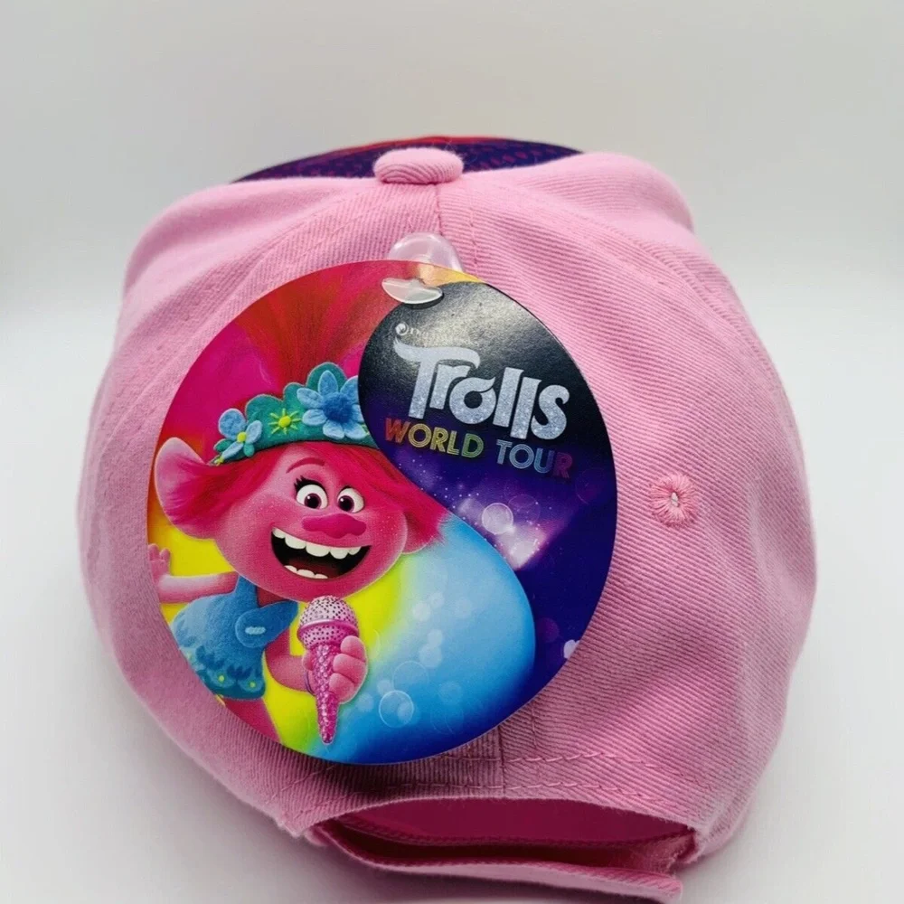 NWT TROLLS Baseball Cap Hat World Tour GIRL'S Multicolor Rainbow Snap Back‎